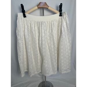 Chaps Lace Skirt XL White Elastic Waist Feminine Midi